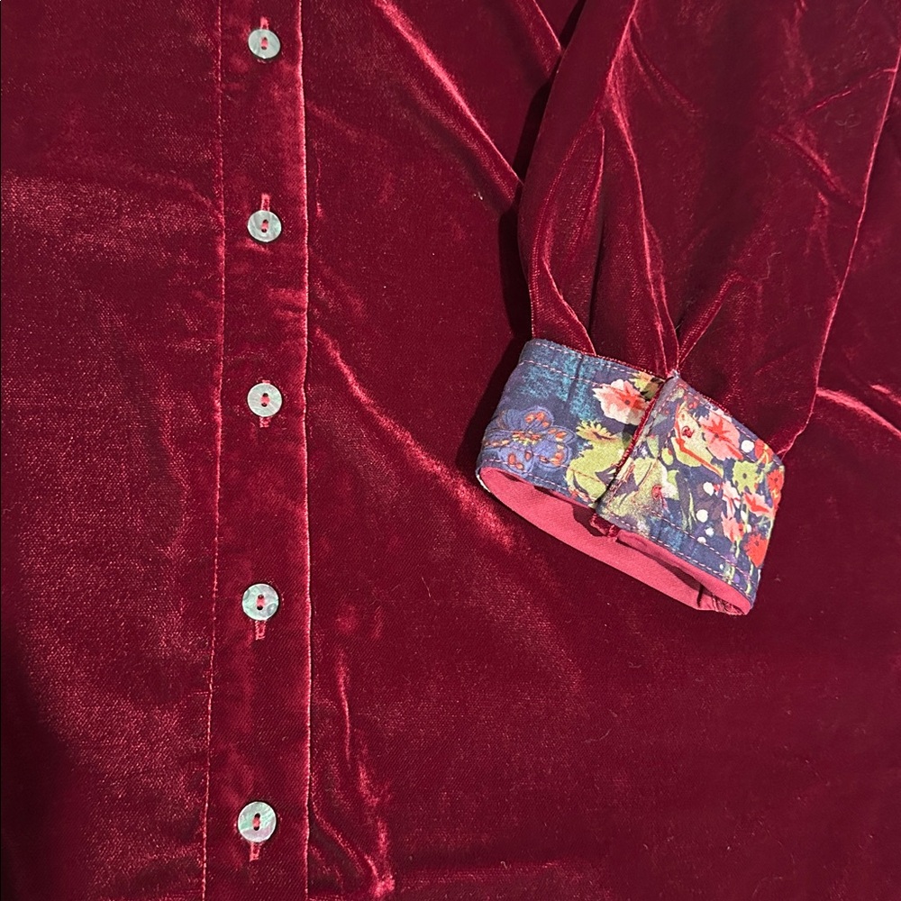 NWT Natural Life Rocky Velvet Button Front Shirt Dress in Cranberry - Picture 8 of 12